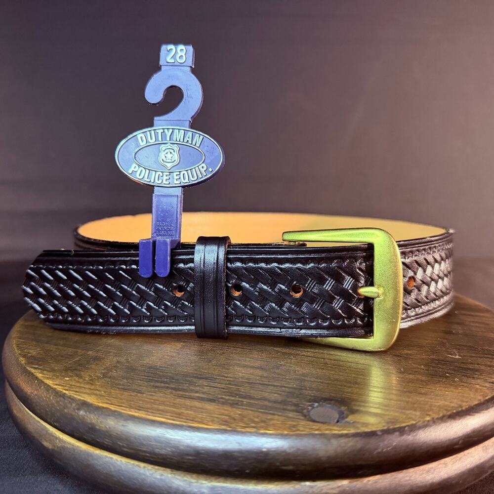 Dutyman Everyday Garrison Belt Size 28" Black Basketweave Leather Brass 1521